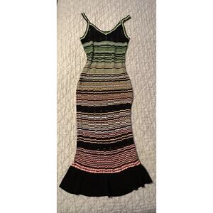 Savage X Fenty Crochet Knit Midi Dress Size XL Bodycon Boho Chic Y2K Tropical